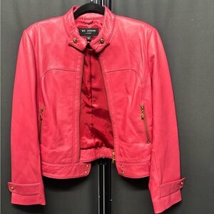St. John Pink Leather Motorcycle Jacket